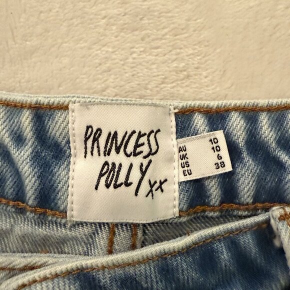 Princess Polly Cutoff Denim Shorts Womens Size 6 Light Wash 90s Style Jorts - Picture 9 of 9